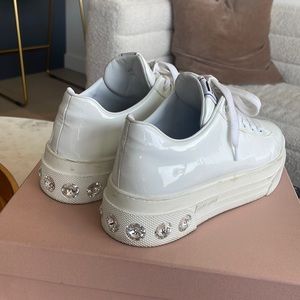 Miu miu crystal embellished leather sneakers